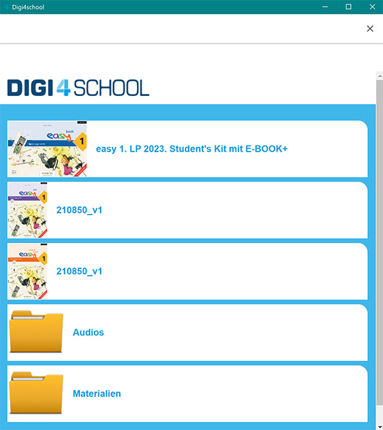 easy 1 in digi4school-App geöffnet