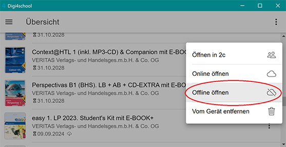 E-Book offline öffnen markiert